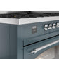 Ilve UP60FNMPBGC Nostalgie Ii 60 Inch Dual Fuel Natural Gas Freestanding Range In Blue Grey With Chrome Trim