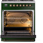 Ilve UP30NMPEGB Nostalgie Ii 30 Inch Dual Fuel Natural Gas Freestanding Range In Emerald Green With Bronze Trim