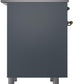 Ilve UPD40FNMPBGGLP Nostalgie Ii 40 Inch Dual Fuel Liquid Propane Freestanding Range In Blue Grey With Brass Trim