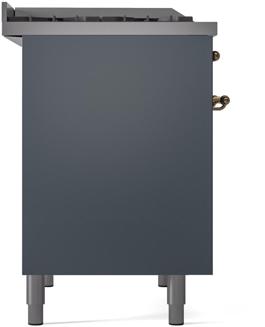 Ilve UPD40FNMPBGGLP Nostalgie Ii 40 Inch Dual Fuel Liquid Propane Freestanding Range In Blue Grey With Brass Trim