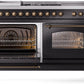 Ilve UP60FSNMPBKBLP Nostalgie Ii 60 Inch Dual Fuel Liquid Propane Freestanding Range In Glossy Black With Bronze Trim