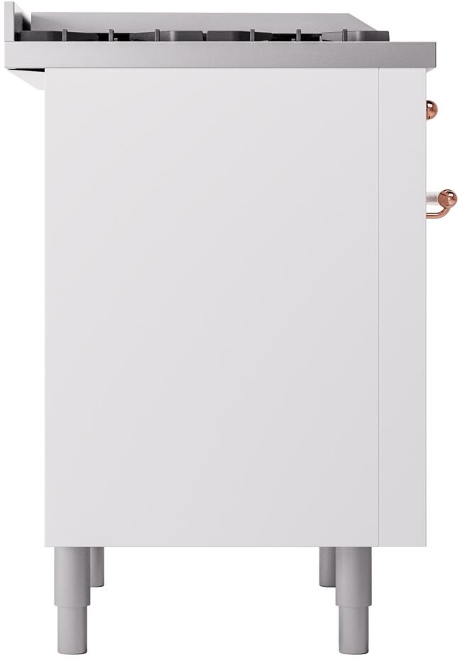 Ilve UP36FNMPWHPLP Nostalgie Ii 36 Inch Dual Fuel Liquid Propane Freestanding Range In White With Copper Trim