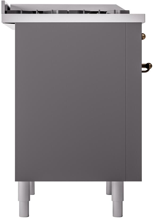 Ilve UP36FNMPMGB Nostalgie Ii 36 Inch Dual Fuel Natural Gas Freestanding Range In Matte Graphite With Bronze Trim