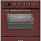 Ilve UM30DNE3BUB Majestic Ii 30 Inch Dual Fuel Natural Gas Freestanding Range In Burgundy With Bronze Trim