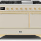 Ilve UM12FDQNS3AWGLP Majestic Ii 48 Inch Dual Fuel Liquid Propane Freestanding Range In Antique White With Brass Trim