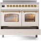 Ilve UPDI406NMPAWG Nostalgie Ii 40 Inch Electric Freestanding Range In Antique White With Brass Trim