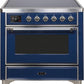 Ilve UMI09NS3MBC Majestic Ii 36 Inch Electric Freestanding Range In Blue With Chrome Trim