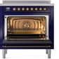 Ilve UPI366NMPMBB Nostalgie Ii 36 Inch Electric Freestanding Range In Blue With Bronze Trim