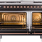 Ilve UP48FNMPBKPLP Nostalgie Ii 48 Inch Dual Fuel Liquid Propane Freestanding Range In Glossy Black With Copper Trim