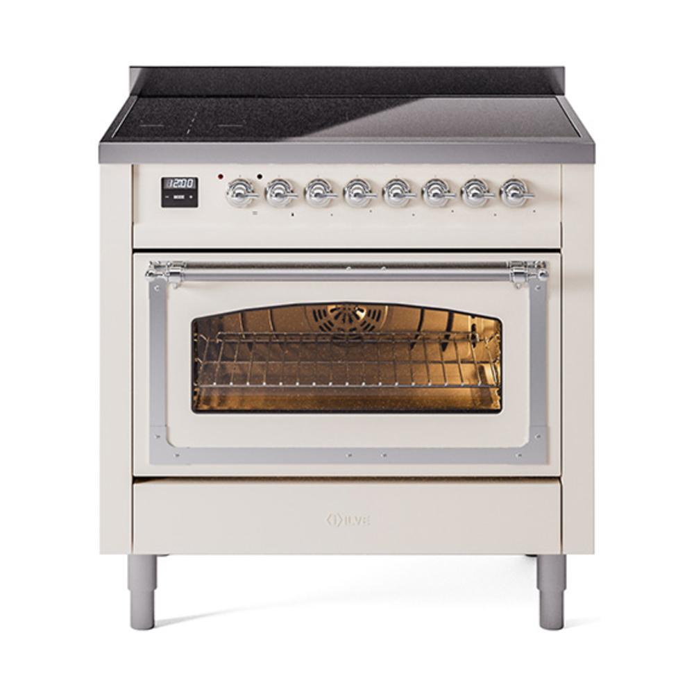 Ilve UNI366NMPAWC Ilve Uni366Nmpawc Nostalgie Ii Noblesse 36" Induction Range (Triple Glass Door, Antique White, Chrome)