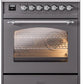 Ilve UP30NMPMGCLP Nostalgie Ii 30 Inch Dual Fuel Liquid Propane Freestanding Range In Matte Graphite With Chrome Trim