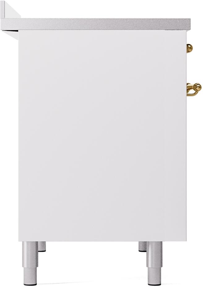 Ilve UPDI406NMPWHG Nostalgie Ii 40 Inch Electric Freestanding Range In White With Brass Trim