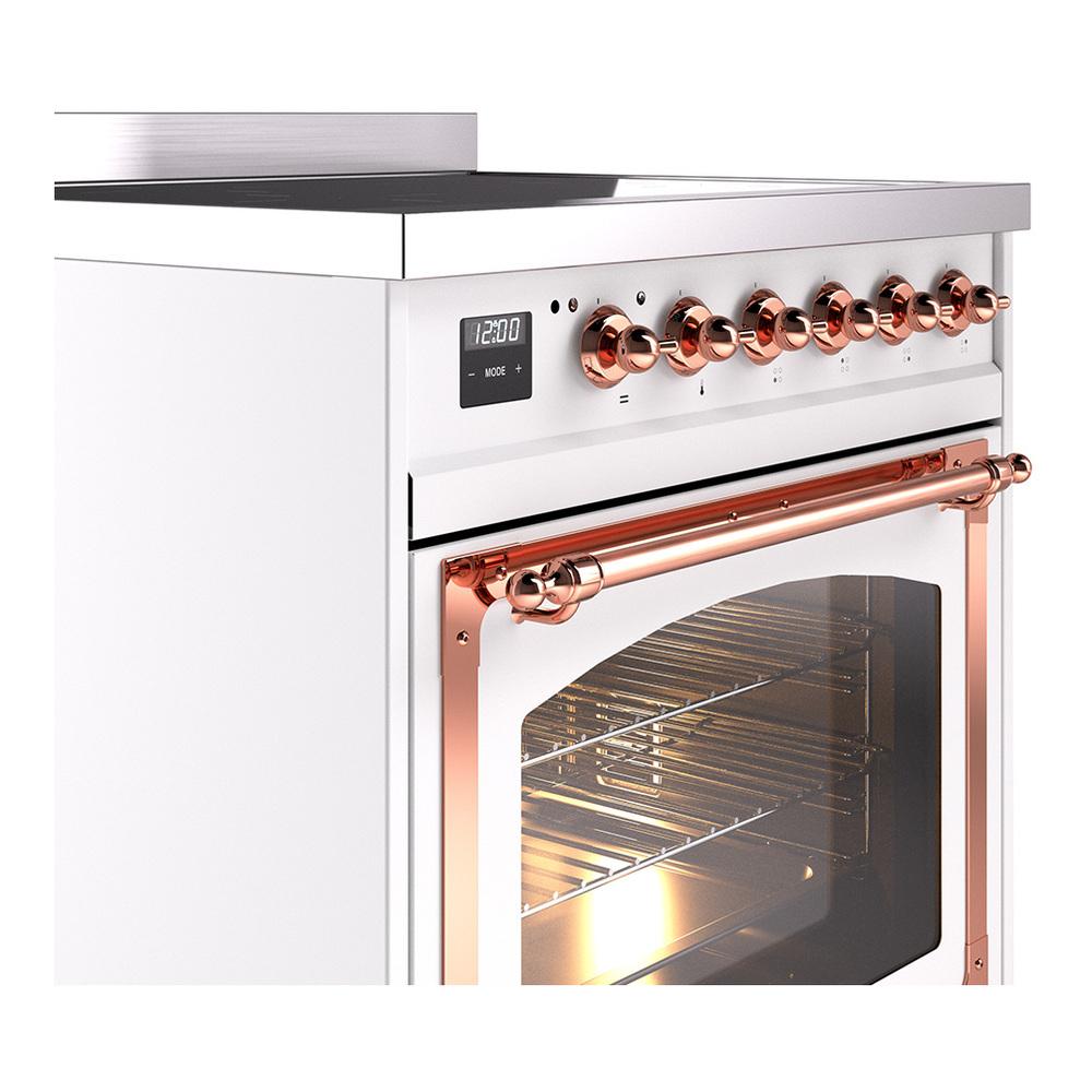 Ilve UNI304NMPWHP Ilve Uni304Nmpwhp Nostalgie Ii Noblesse 30" Induction Range (Triple Glass Door, White, Copper)