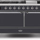 Ilve UM15FDQNS3MGC Majestic Ii 60 Inch Dual Fuel Natural Gas Freestanding Range In Matte Graphite With Chrome Trim