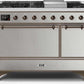 Ilve UM12FDQNS3SSBLP Majestic Ii 48 Inch Dual Fuel Liquid Propane Freestanding Range In Stainless Steel With Bronze Trim