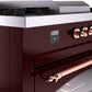 Ilve UP60FSNMPBUPLP Nostalgie Ii 60 Inch Dual Fuel Liquid Propane Freestanding Range In Burgundy With Copper Trim