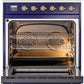 Ilve UPI304NMPMBG Nostalgie Ii 30 Inch Electric Freestanding Range In Blue With Brass Trim