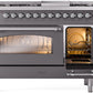 Ilve UP48FNMPMGCLP Nostalgie Ii 48 Inch Dual Fuel Liquid Propane Freestanding Range In Matte Graphite With Chrome Trim