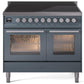 Ilve UPDI406WMPBG Professional Plus Ii 40 Inch Electric Freestanding Range In Blue Grey With Trim