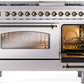 Ilve UP48FNMPSSB Nostalgie Ii 48 Inch Dual Fuel Natural Gas Freestanding Range In Stainless Steel With Bronze Trim