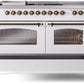 Ilve UP60FSNMPWHBLP Nostalgie Ii 60 Inch Dual Fuel Liquid Propane Freestanding Range In White With Bronze Trim