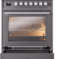 Ilve UP30WMPMGLP Professional Plus Ii 30 Inch Dual Fuel Liquid Propane Freestanding Range In Matte Graphite With Trim