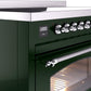 Ilve UPI486NMPEGC Nostalgie Ii 48 Inch Electric Freestanding Range In Emerald Green With Chrome Trim