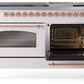 Ilve UP60FNMPWHP Nostalgie Ii 60 Inch Dual Fuel Natural Gas Freestanding Range In White With Copper Trim