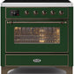 Ilve UMI09NS3EGB Majestic Ii 36 Inch Electric Freestanding Range In Emerald Green With Bronze Trim