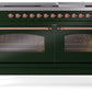 Ilve UP60FNMPEGPLP Nostalgie Ii 60 Inch Dual Fuel Liquid Propane Freestanding Range In Emerald Green With Copper Trim