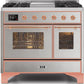 Ilve UMD10FDNS3SSPLP Majestic Ii 40 Inch Dual Fuel Liquid Propane Freestanding Range In Stainless Steel With Copper Trim