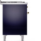 Ilve UP48FNMPMBG Nostalgie Ii 48 Inch Dual Fuel Natural Gas Freestanding Range In Blue With Brass Trim