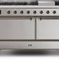 Ilve UM15FDQNS3SSB Majestic Ii 60 Inch Dual Fuel Natural Gas Freestanding Range In Stainless Steel With Bronze Trim