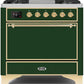 Ilve UM09FDQNS3EGG Majestic Ii 36 Inch Dual Fuel Natural Gas Freestanding Range In Emerald Green With Brass Trim