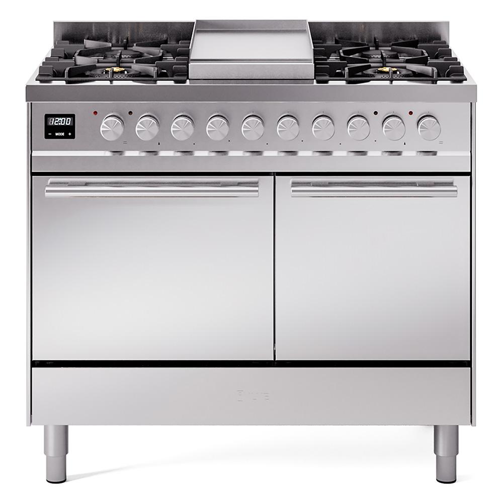 Ilve UPD40FQMPSS Ilve Professional Plus Ii 40 Upd40Fqmpss Freestanding Dual Fuel Range With 6 Sealed Burners Yes Double Oven With Solid Door In Stainless Steel With Stainless Steel Knobs