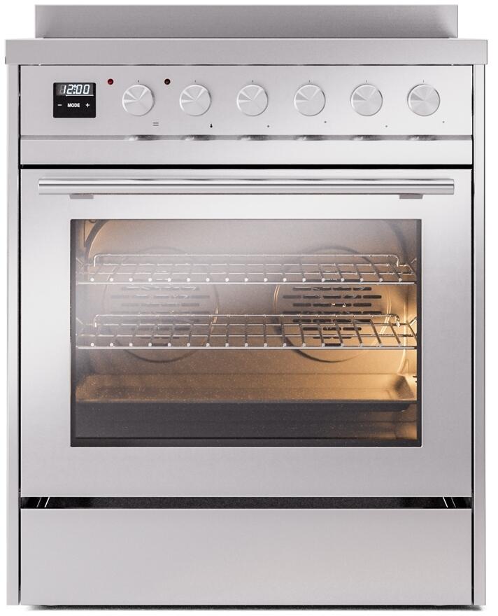 Ilve UPI304WMPSS Professional Plus Ii 30 Inch Electric Freestanding Range In Stainless Steel With Trim