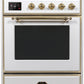 Ilve UMI30NE3WHG Majestic Ii 30 Inch Electric Freestanding Range In White With Brass Trim