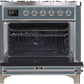 Ilve UM09FDNS3BGCLP Majestic Ii 36 Inch Dual Fuel Liquid Propane Freestanding Range In Blue Grey With Chrome Trim