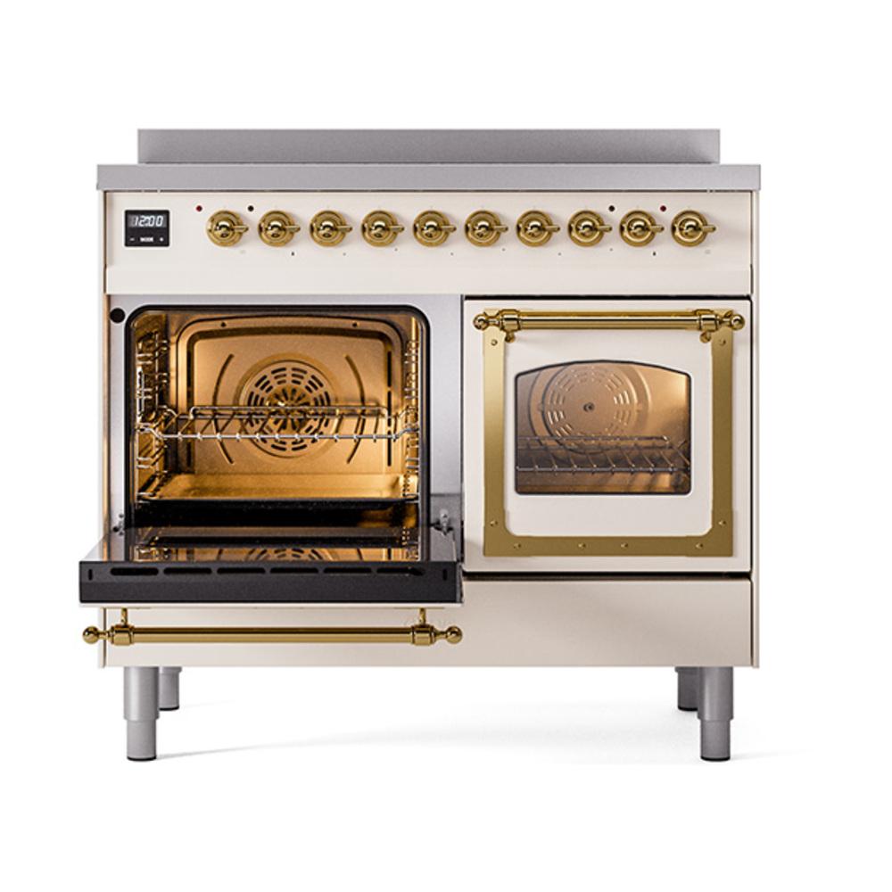 Ilve UNDI406NMPAWG Ilve Undi406Nmpawg Nostalgie Ii Noblesse 40" Induction Range (Triple Glass Door, Antique White, Brass)