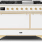 Ilve UM12FDQNS3WHG Majestic Ii 48 Inch Dual Fuel Natural Gas Freestanding Range In White With Brass Trim