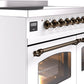 Ilve UPDI406NMPWHB Nostalgie Ii 40 Inch Electric Freestanding Range In White With Bronze Trim