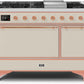 Ilve UM12FDQNS3AWP Majestic Ii 48 Inch Dual Fuel Natural Gas Freestanding Range In Antique White With Copper Trim