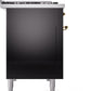 Ilve UP48FNMPBKG Nostalgie Ii 48 Inch Dual Fuel Natural Gas Freestanding Range In Glossy Black With Brass Trim