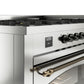 Ilve UP60FNMPSSB Nostalgie Ii 60 Inch Dual Fuel Natural Gas Freestanding Range In Stainless Steel With Bronze Trim