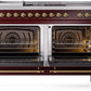 Ilve UP60FSNMPBUGLP Nostalgie Ii 60 Inch Dual Fuel Liquid Propane Freestanding Range In Burgundy With Brass Trim