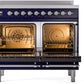 Ilve UPDI406NMPMBC Nostalgie Ii 40 Inch Electric Freestanding Range In Blue With Chrome Trim