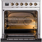 Ilve UPI304NMPSSB Nostalgie Ii 30 Inch Electric Freestanding Range In Stainless Steel With Bronze Trim