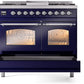 Ilve UPD40FNMPMBCLP Nostalgie Ii 40 Inch Dual Fuel Liquid Propane Freestanding Range In Blue With Chrome Trim