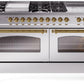 Ilve UP60FSNMPSSG Nostalgie Ii 60 Inch Dual Fuel Natural Gas Freestanding Range In Stainless Steel With Brass Trim