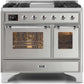 Ilve UMD10FDNS3SSC Majestic Ii 40 Inch Dual Fuel Natural Gas Freestanding Range In Stainless Steel With Chrome Trim